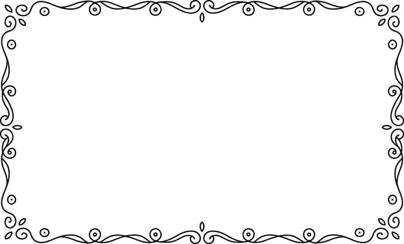 Decorative black and white frame ornament border with swirls and floral elements vector