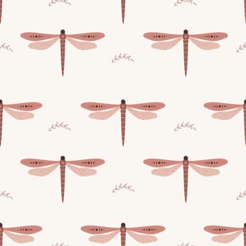 Seamless pattern with boho dragonfly. Insect with celestial elements. Witch and magic symbol for textile, fabric, prints. Abstract hand drawn illustration in bohemian style vector