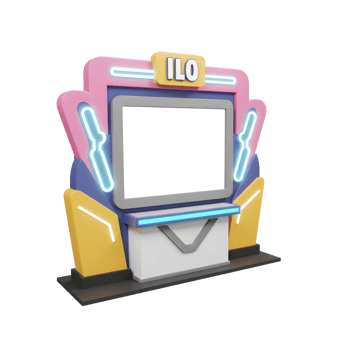 A colorful illuminated advertising sign features a blank white screen, perfect for showcasing promotions or announcements. png