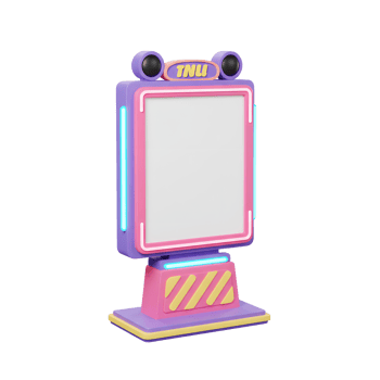 A vibrant blank billboard screen is framed with neon lights, offering a customizable space for advertising content. png