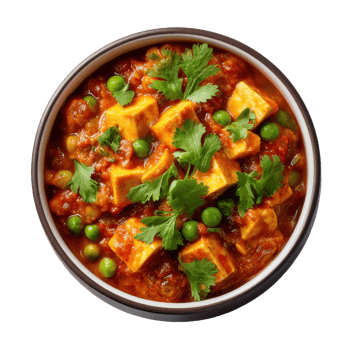 Delicious paneer masala with peas indian food cuisine dish bowl meal on transparent background png