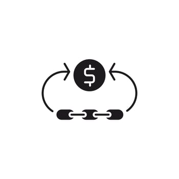 This icon represents blockchain-based money transfer, which represents secure and decentralized financial transactions. This icon uses glyp style eps file. vector