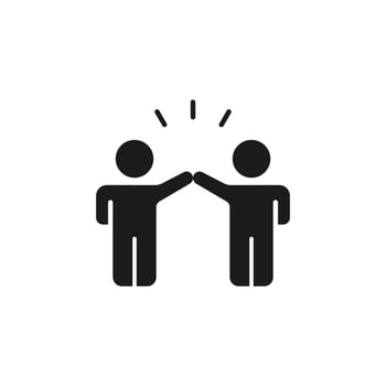 Two People High Fiving Illustration, Teamwork Concept. isolated on white background editable eps file. vector