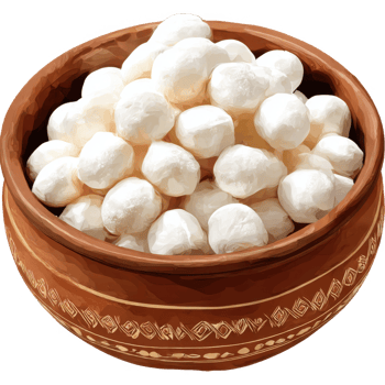Fresh mozzarella balls in a bowl food photography close up view on transparent background png