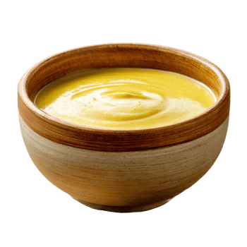Delicious creamy sauce in bowl food photography close up view dish on transparent background png