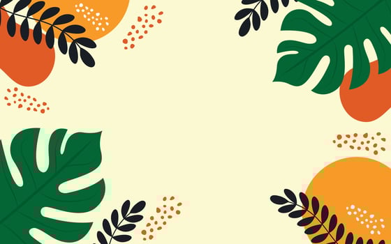 Tropical leaves minimalistic frame flat illustration. vector