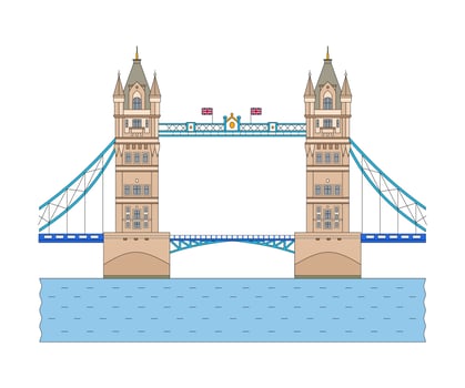Tower Bridge - Symbol of England. Linear color illustration vector