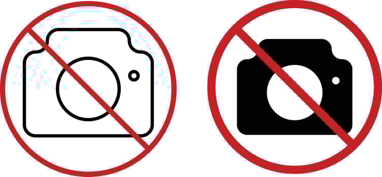 Prohibited symbol sign set. no camera. Stop photograph warning symbol vector