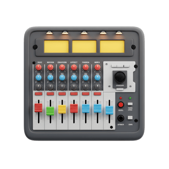 This sound mixer with colorful knobs and sliders can be used to record audio professionally. png