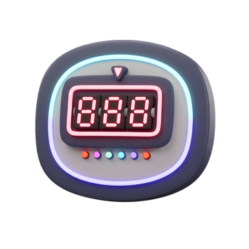 A neon-trimmed digital display with the number 888 showing, representing a potential countdown timer for event countdowns or as a decorative element. png