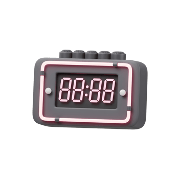 A gray digital clock with a neon light outline shows the numbers 88 88, useful for telling time or as a decorative piece. png