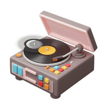 A record player is spinning a vinyl disc, which can be used for playing music. png