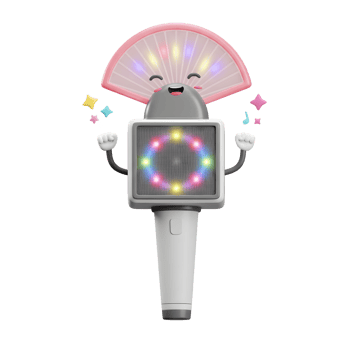 This light stick has a fan and lights and appears to have arms to celebrate music in a fun way. png