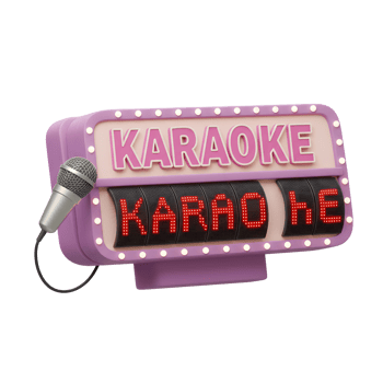 A Karaoke sign with a microphone is shown in this image, perfect for advertising a fun night out. png