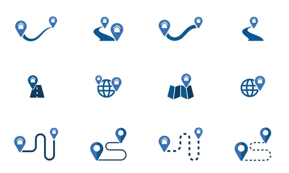 Flat Navigation Icons with GPS and Pinpoint Symbols vector