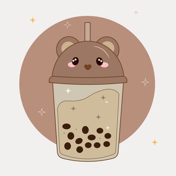 Kawaii Bubble Tea with Bear Lid vector