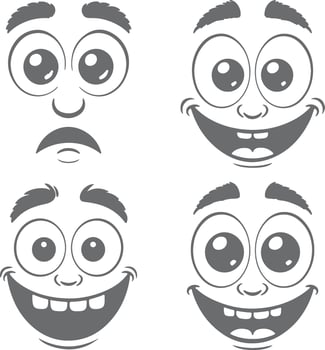 Best Four cartoon faces showing different emotions vector