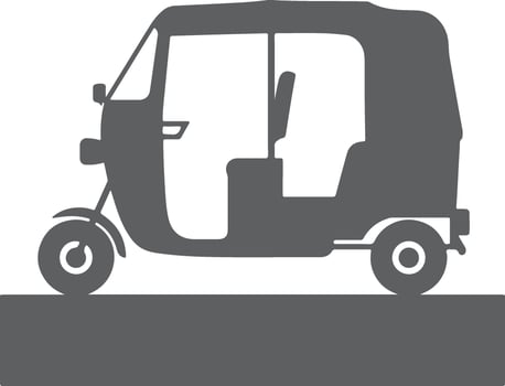 an auto rickshaw is shown in a flat design vector