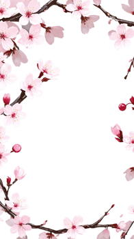 Cherry blossom branches framing for elegant displays png