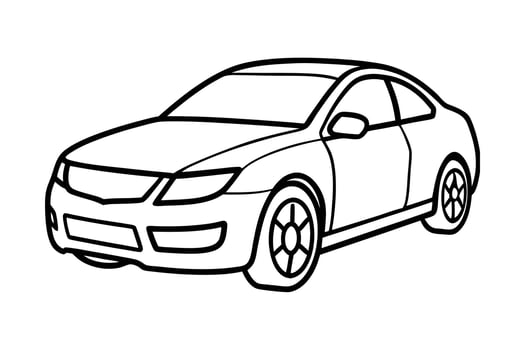 Outlined Coupe Car Illustration on White Background for Coloring or Design vector