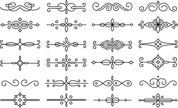 Set of elegant ornate decorative dividers borders design elements illustration vector