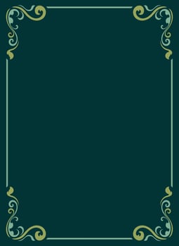 Green vintage frame, abstract border, vintage pattern, book cover decoration, graphic elements vector