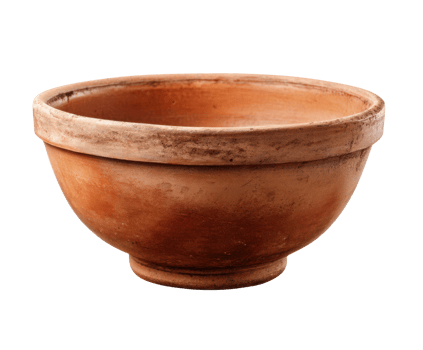 Rustic terracotta bowl for home decor and gardening use png