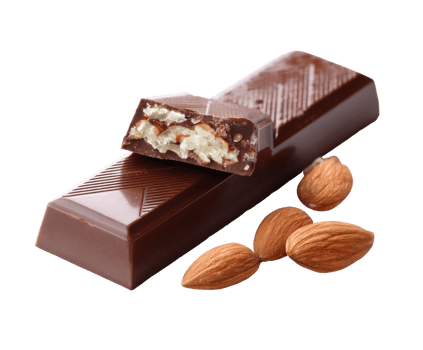 Delicious chocolate bar filled with nuts and creamy center for snacks png