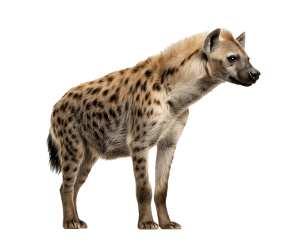 Spotted hyena standing elegantly with a curious expression png