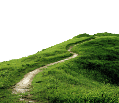 Scenic winding path through lush greenery for outdoor adventure png