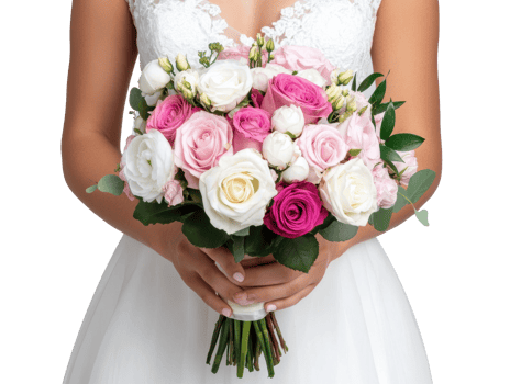Bridal bouquet with roses and peonies for wedding day png