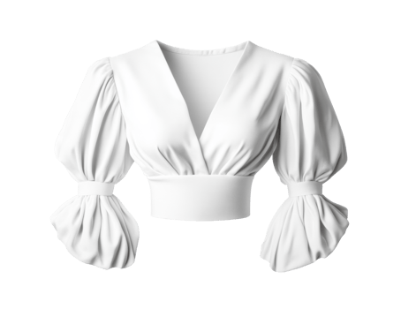 Elegant white blouse with puff sleeves for casual occasions png