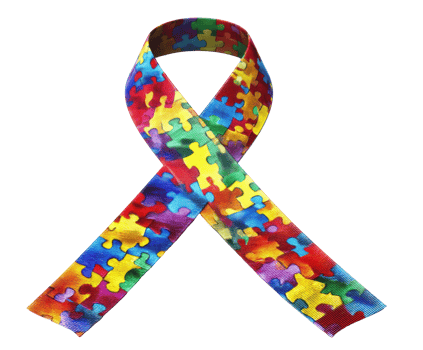 Colorful puzzle ribbon for autism awareness and support png