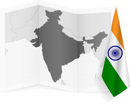 India grayscale map and hanging flag. png