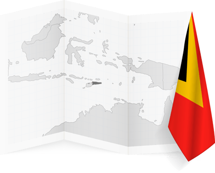 East Timor grayscale map and hanging flag. png