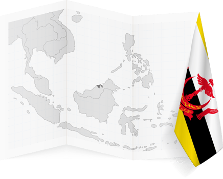 Brunei grayscale map and hanging flag. png