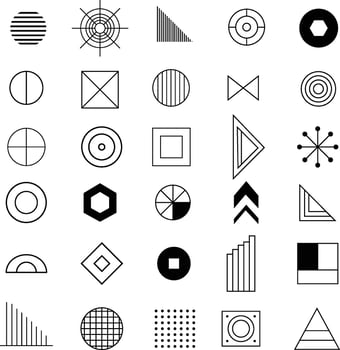 A collection of abstract shapes for logos and artwork patterns vector