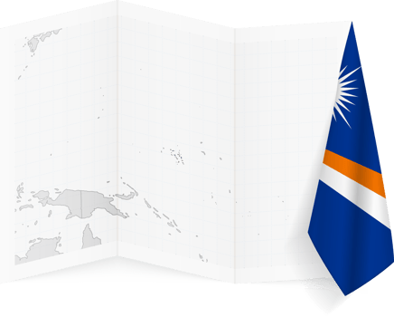 Marshall Islands grayscale map and hanging flag. png