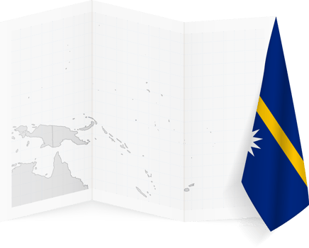 Nauru grayscale map and hanging flag. png