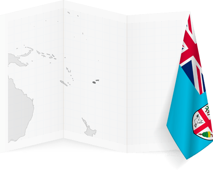 Fiji grayscale map and hanging flag. png
