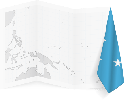 Micronesia grayscale map and hanging flag. png