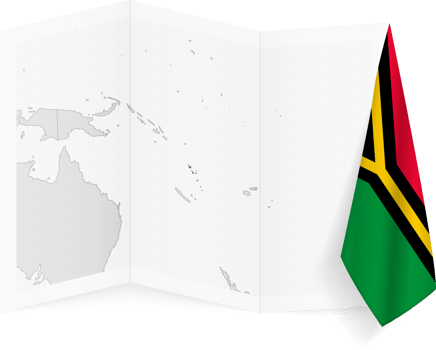 Vanuatu grayscale map and hanging flag. png
