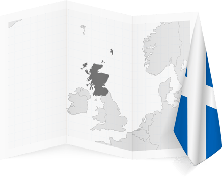 Scotland grayscale map and hanging flag. png