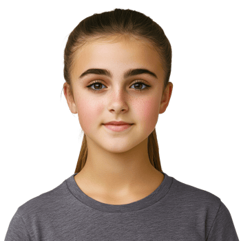 Portrait of a pretty young girl with freckles, cut out transparent png