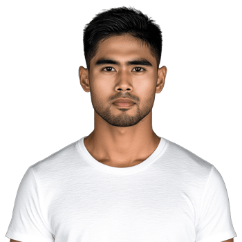 Handsome Arab man in white shirt, looking at camera, cut out transparent png