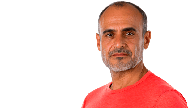 Serious mature man portrait, neutral expression, headshot, cut out transparent png