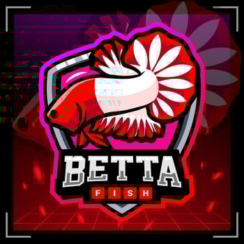 Flower Betta fish mascot esport logo design vector