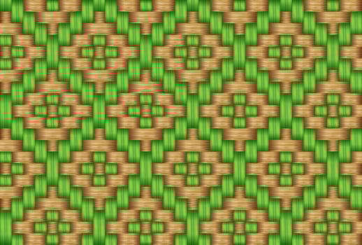 traditional woven bamboo pattern green palm leaf and brown bamboo vector