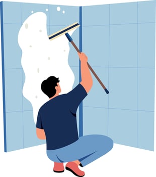 A flat style illustration showing a person squeegee vector