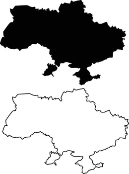 Map of Ukraine Silhouette Flat and Outline Design vector